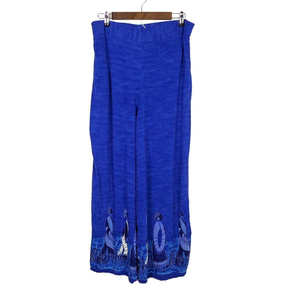 Womens Blue Wide‎ Leg Tribal Lounge Pants Medium